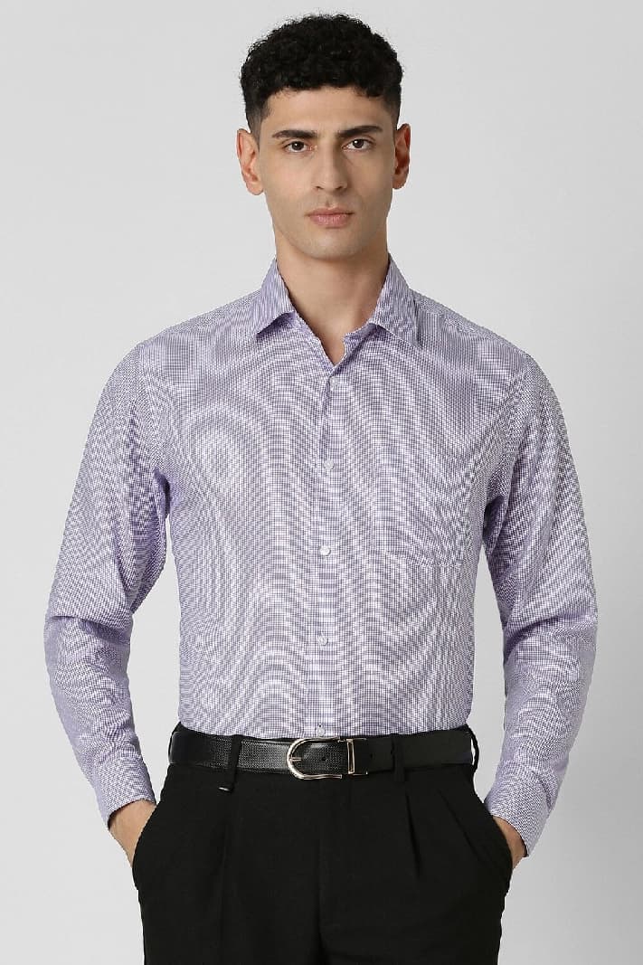 Men's Purple Formal Solid Regular Fit Shirt
