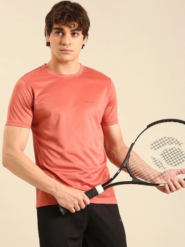 Men's Pink Casual Regular Fit Tshirt