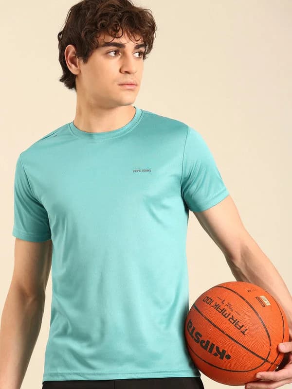 Men's Blue Casual Regular Fit Tshirt
