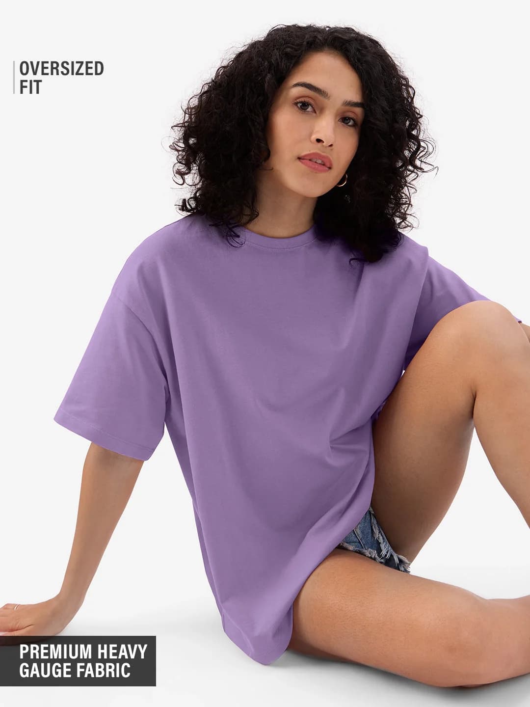 Women's Purple Casual Solid Oversized Fit Tshirt