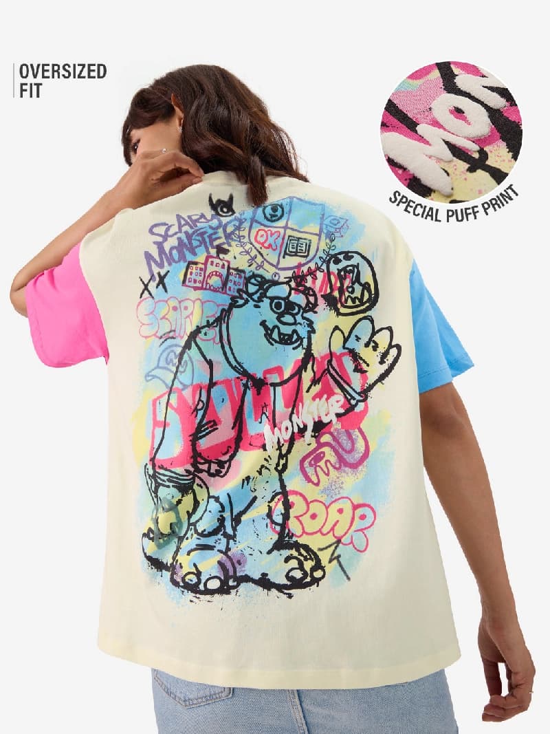 Women's White Casual Printed Oversized Fit Tshirt
