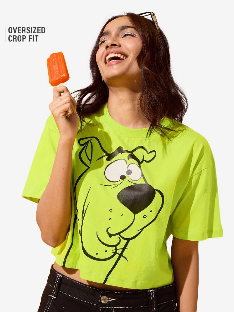 Women's Green Casual Printed Oversized Fit Tshirt