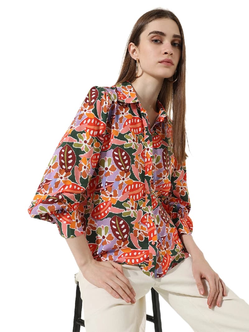 Women's Pink Casual Printed Shirt