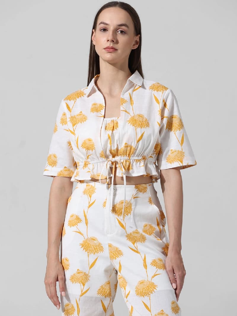 Women's White Casual Printed Shirt