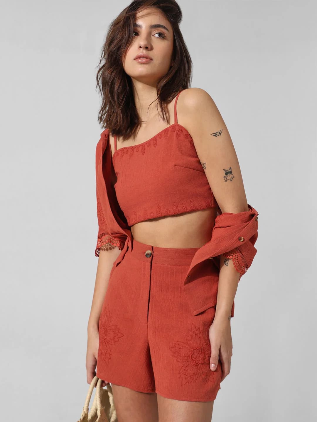 Women's Red Casual Solid Top