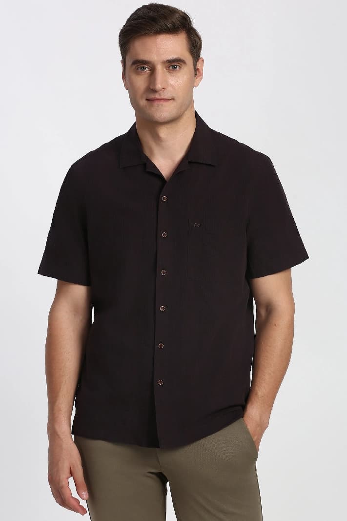 Men's Red Casual Striped Regular Fit Shirt