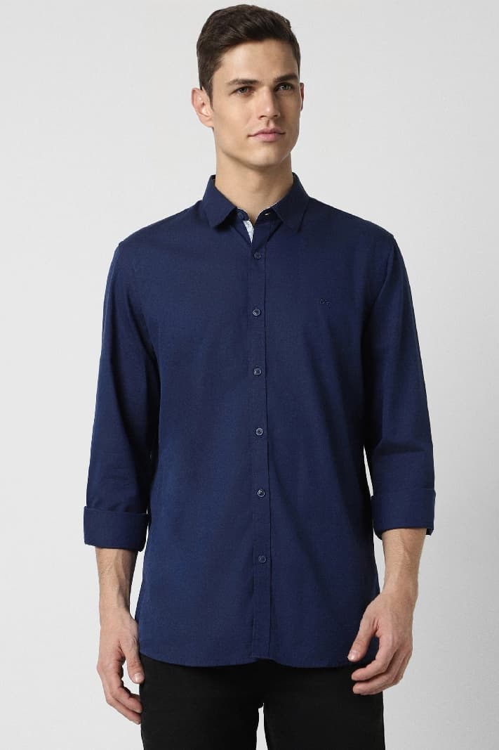 Men's Navy Casual Regular Fit Shirt