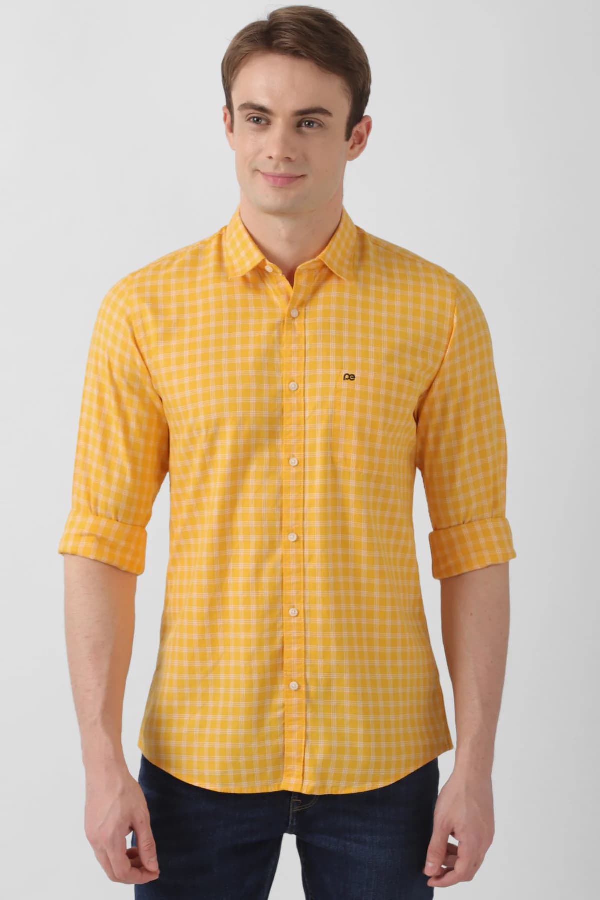 Men's Brown Casual Checked Regular Fit Cotton Shirt