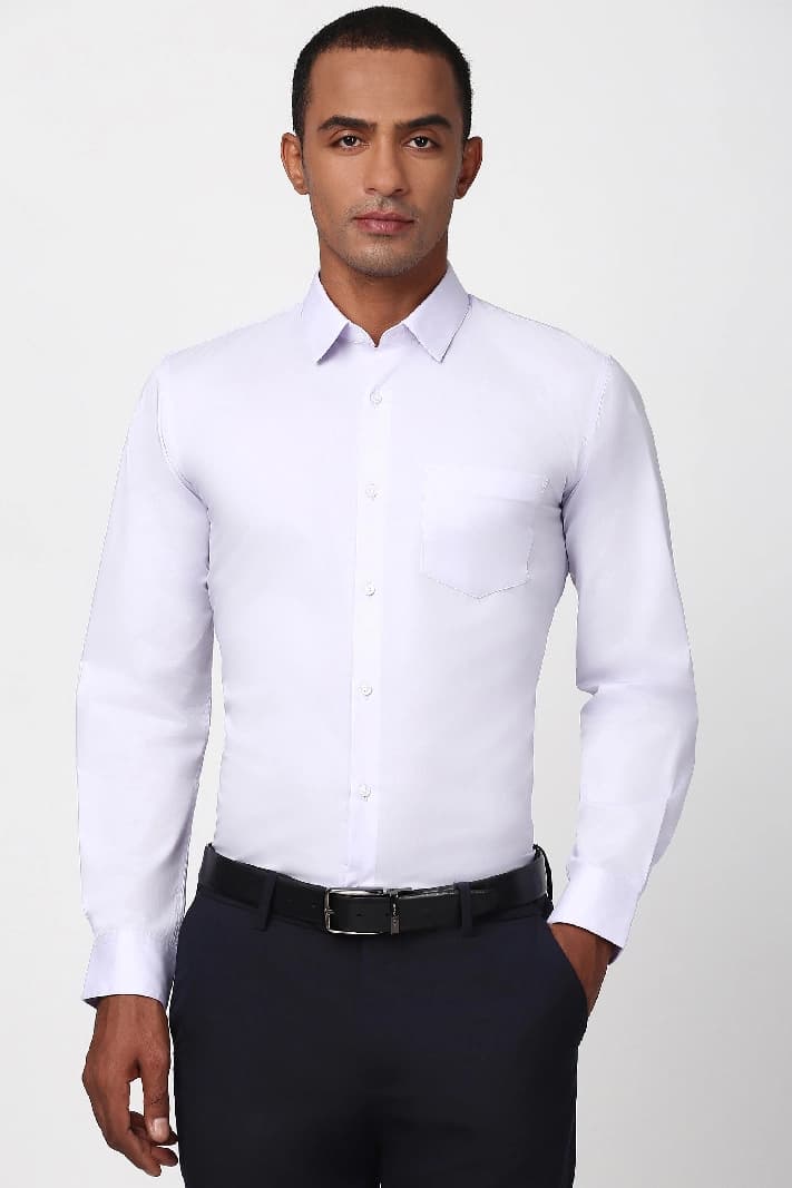 Men's Purple Formal Solid Regular Fit Cotton Shirt