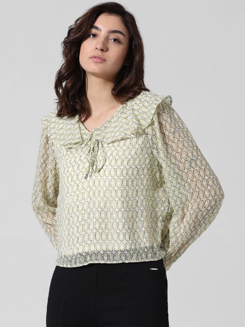 Women's Green Casual Printed Top