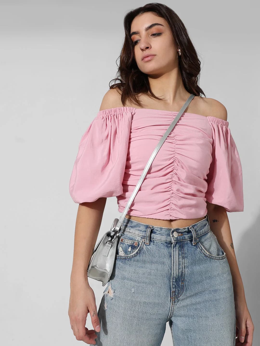 Women's Pink Casual Solid Top