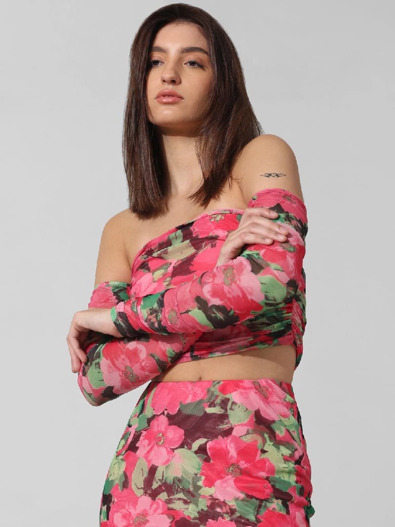 Women's Pink Casual Printed Top