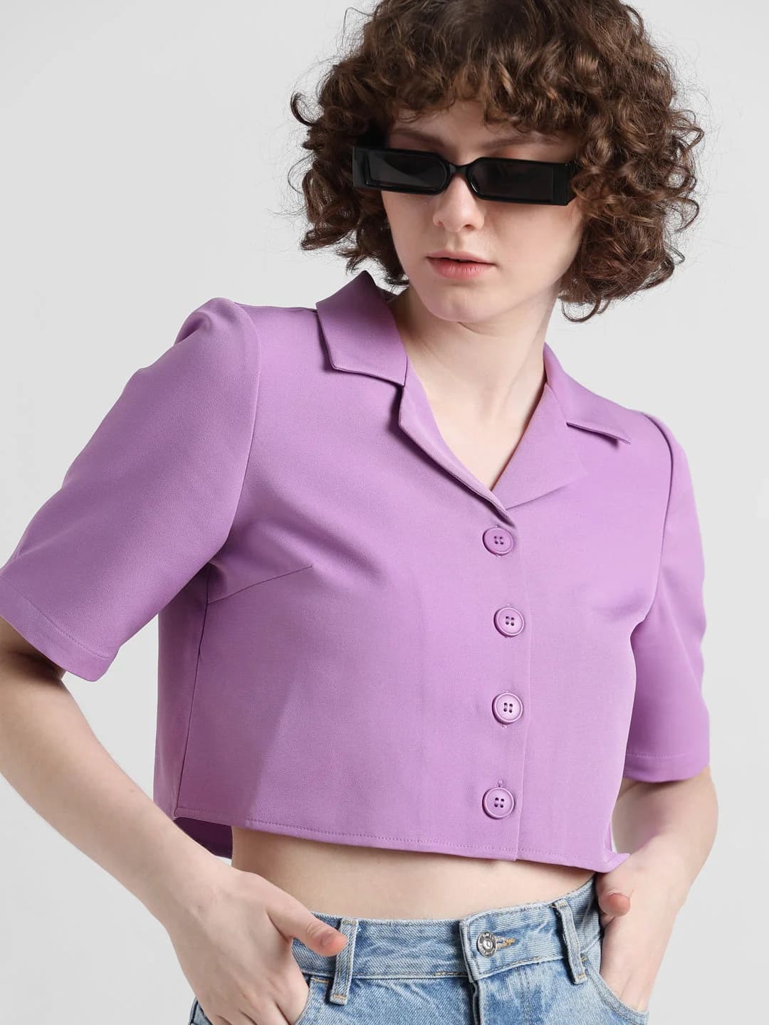 Women's Purple Casual Solid Shirt