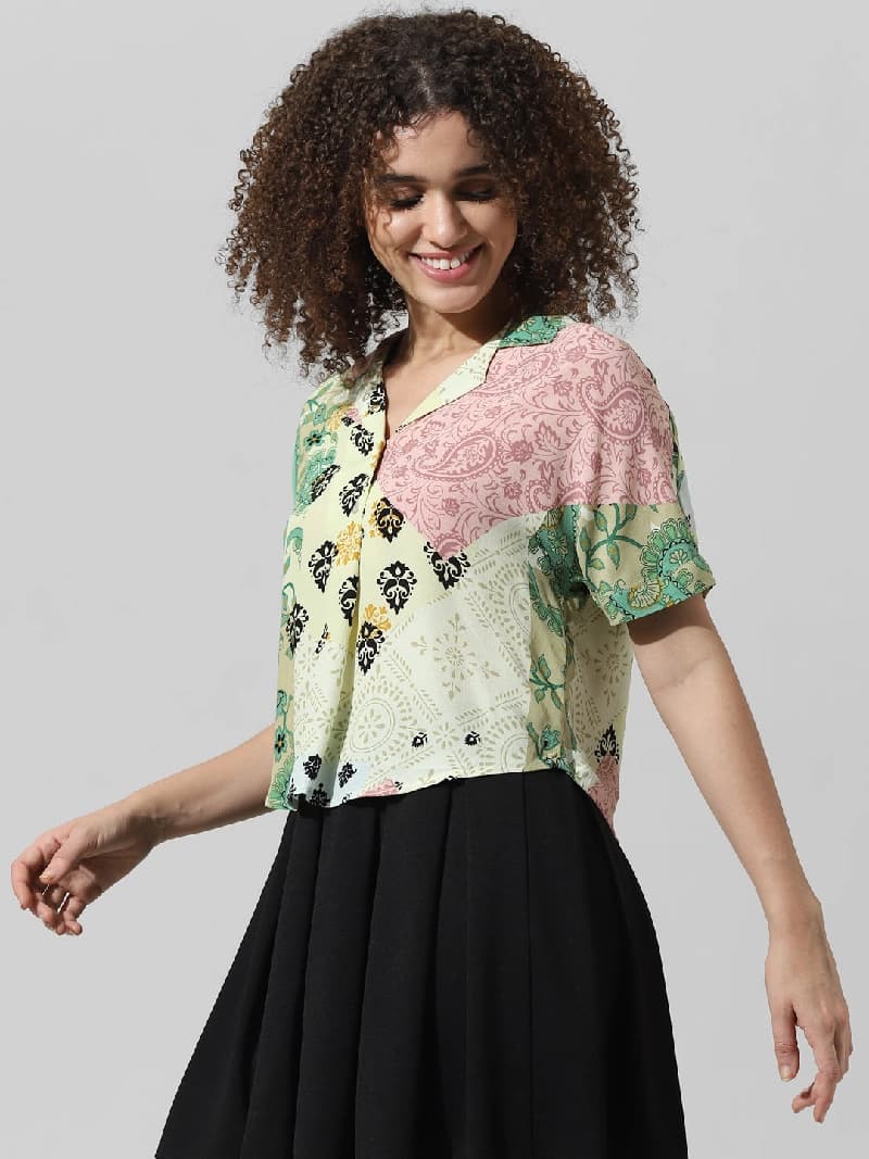 Women's Green Casual Printed Shirt