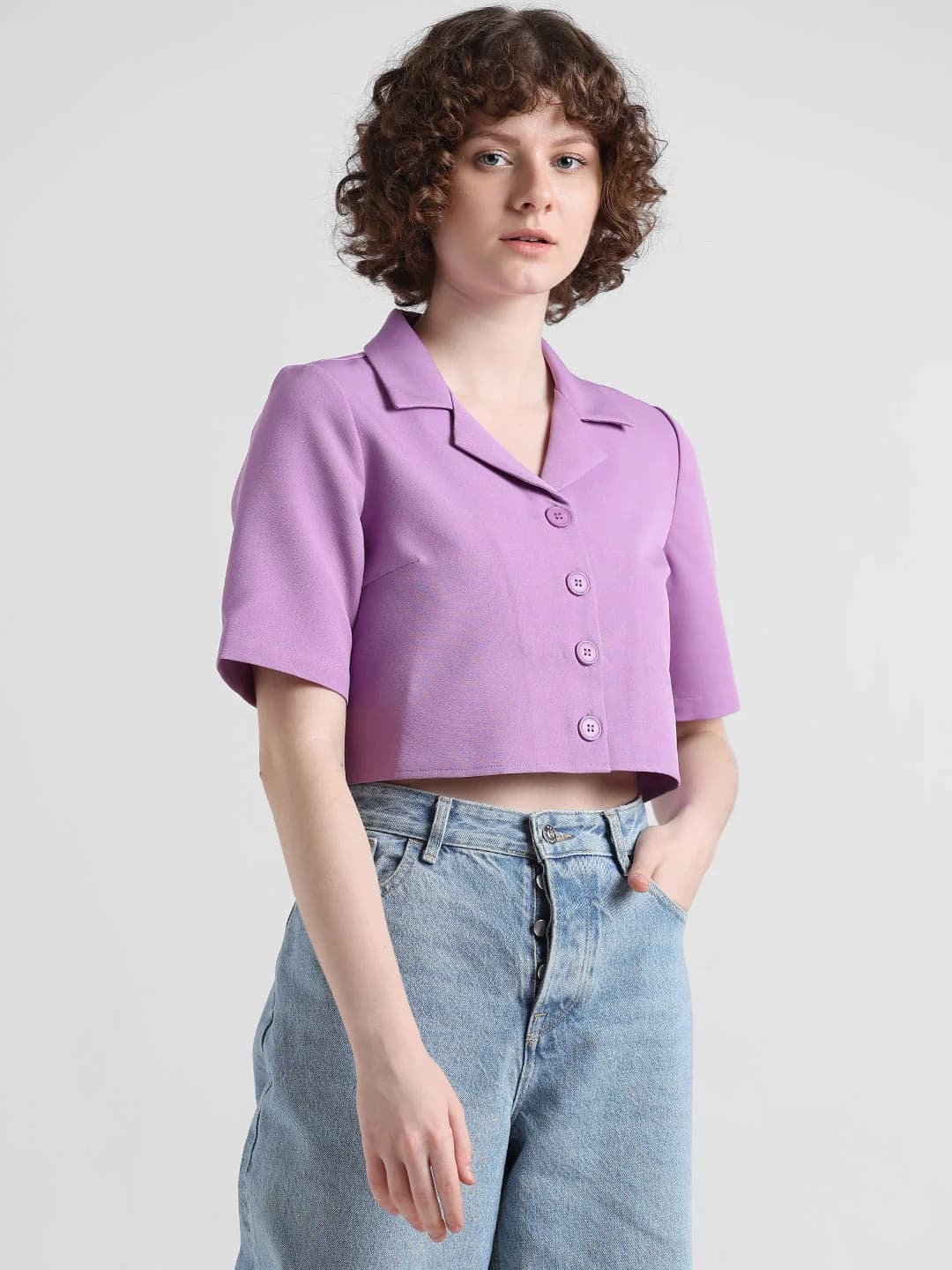 Women's Purple Casual Solid Shirt