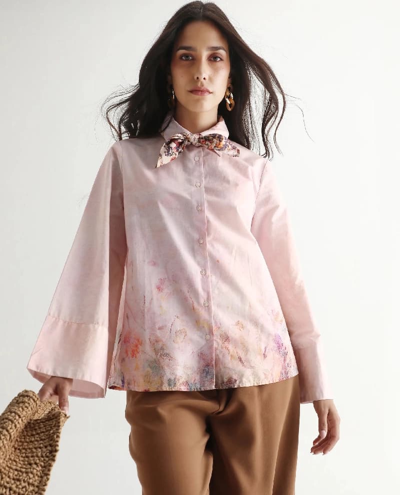 Women's Pink Casual Printed Regular Fit Top