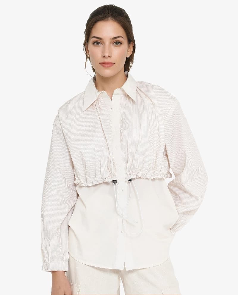 Women's Beige Casual Checked Regular Fit Top