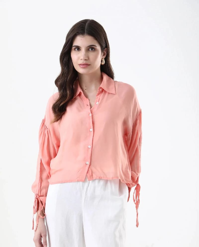 Women's Pink Casual Solid Regular Fit Top