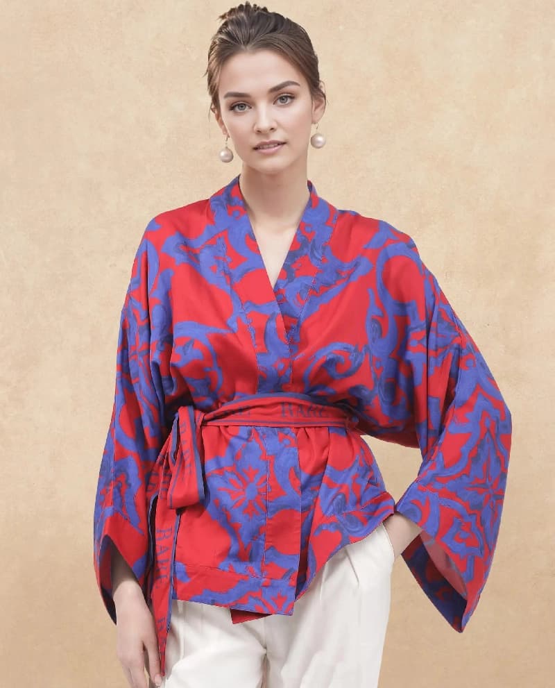 Women's Red Casual Printed Regular Fit Top