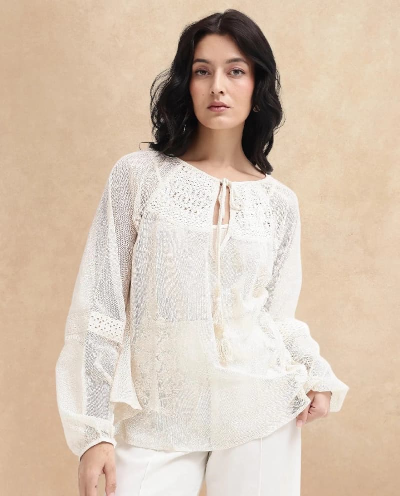 Women's Beige Casual Solid Regular Fit Top