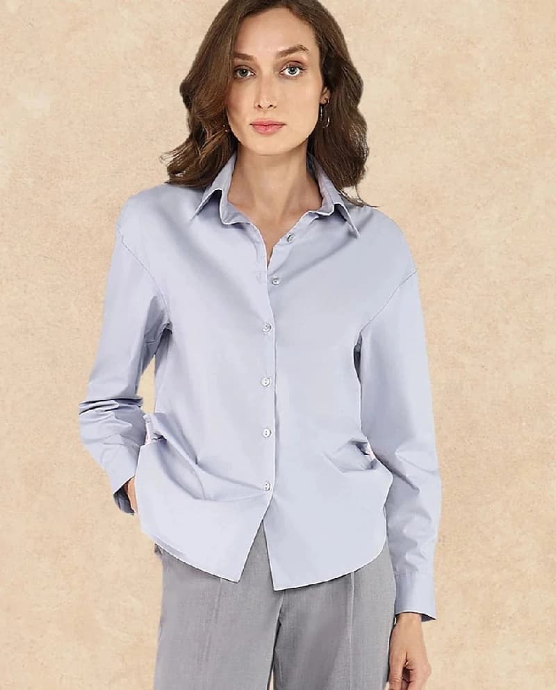 Women's Grey Casual Solid Regular Fit Top