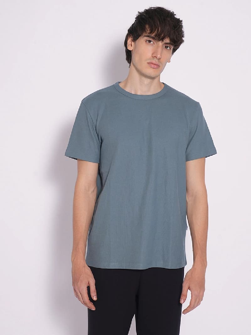 Men's Blue Casual Solid Half Sleeves Tshirt