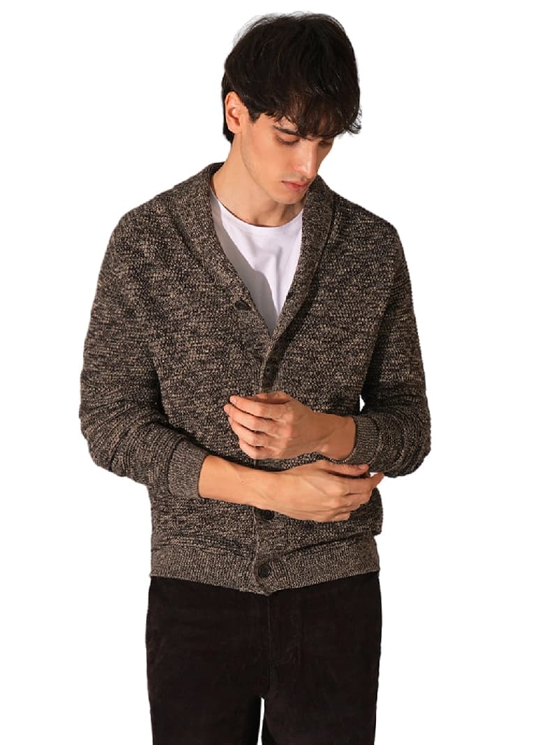 Men's Brown Casual Regular Fit Full Sleeves Cardigan