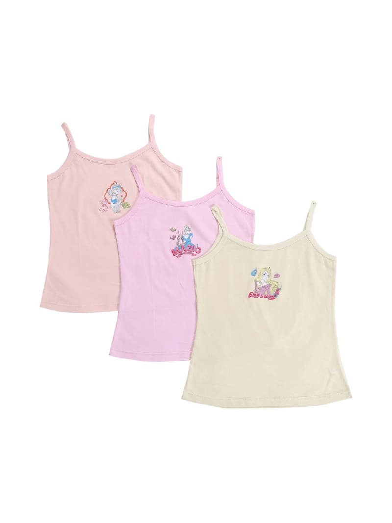 Girls Assorted Casual Printed Vest - Pack of 3