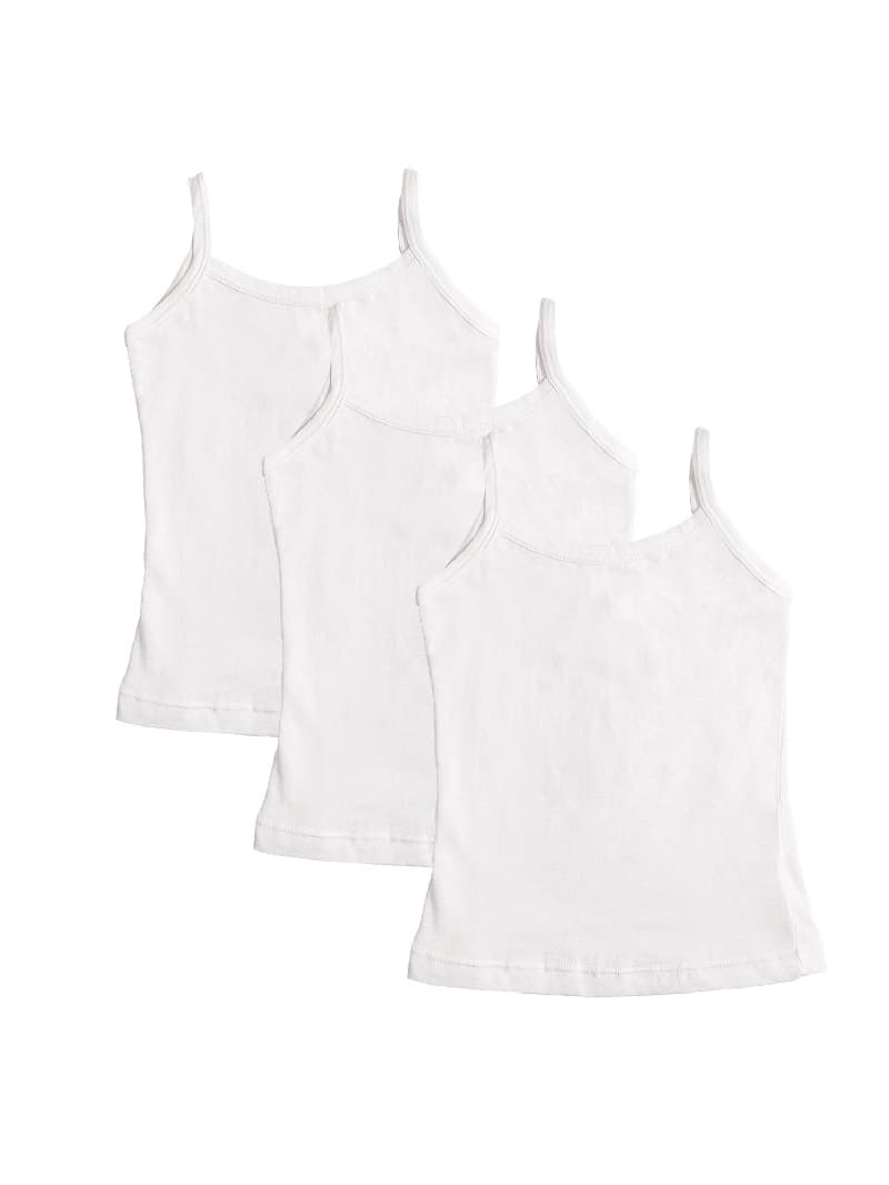 Girls White Casual Solid Vest - Pack of 3