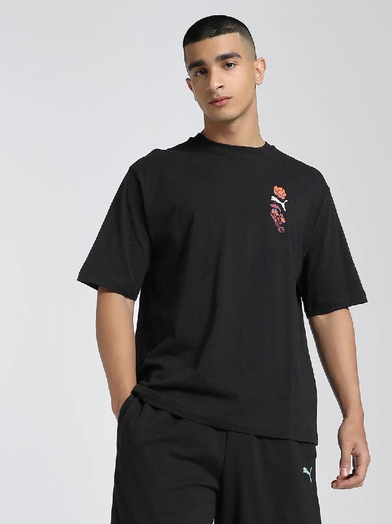 Men's Black Casual Oversized Fit Tshirt