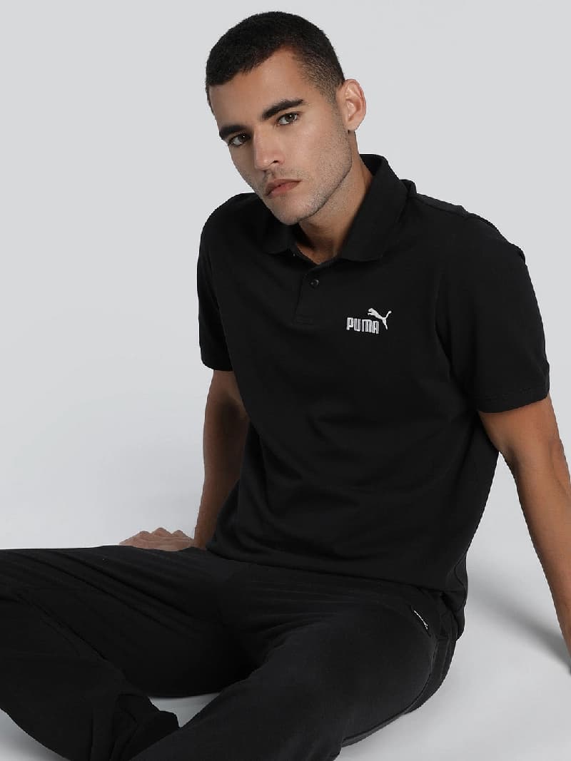 Men's Black Casual Regular Fit Polo Tshirt