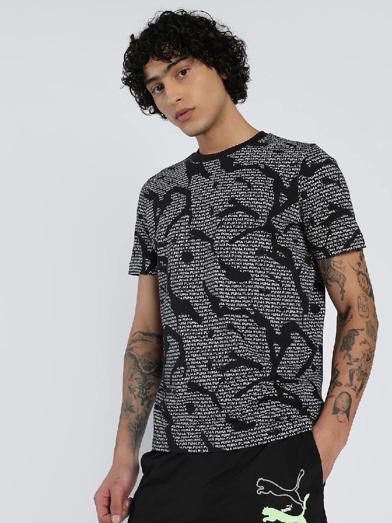 Men's Black Casual Regular Fit Tshirt