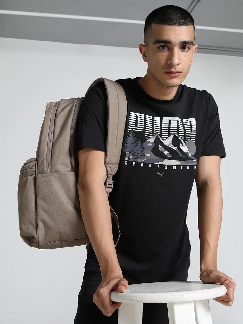 Men's Black Casual Regular Fit Tshirt