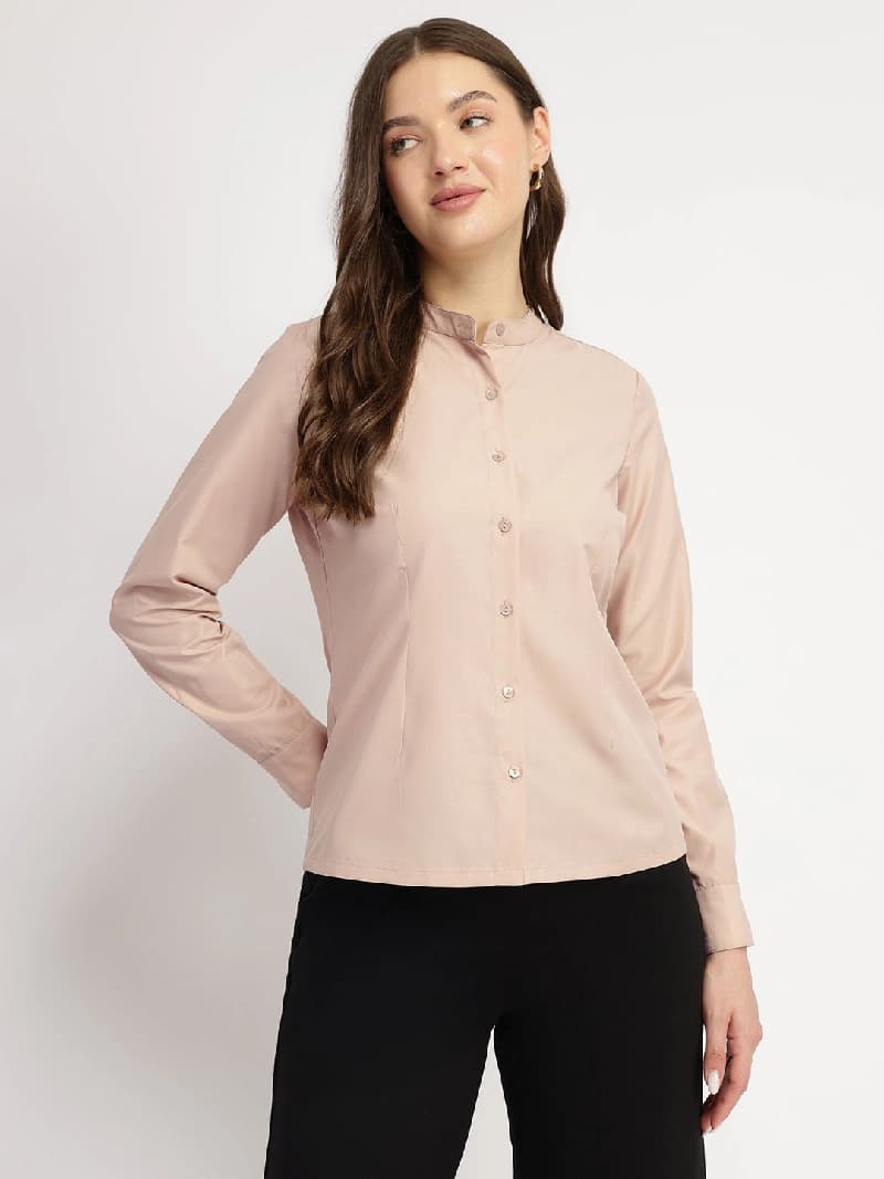 Women's Beige Casual Solid Shirt