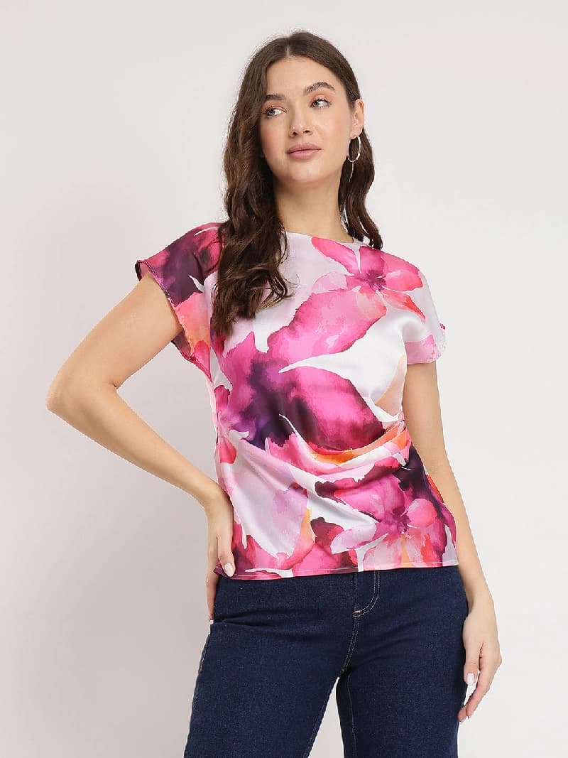 Women's White Casual Printed Top