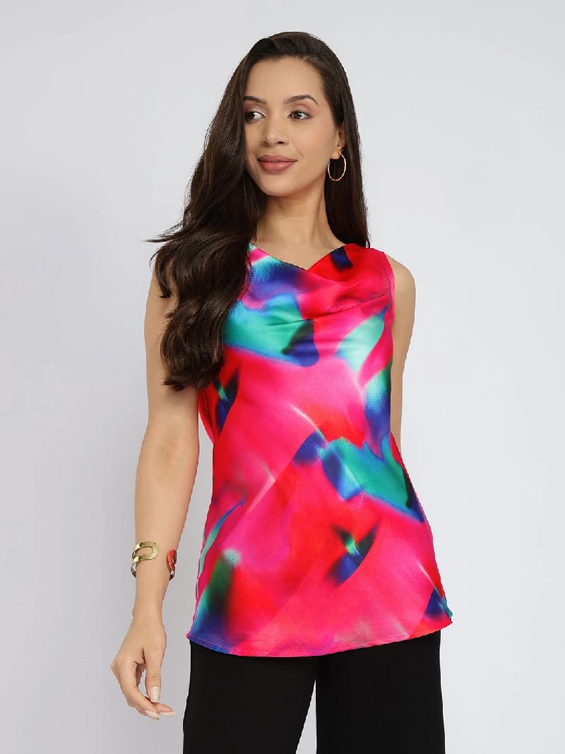 Women's Pink Casual Printed Top