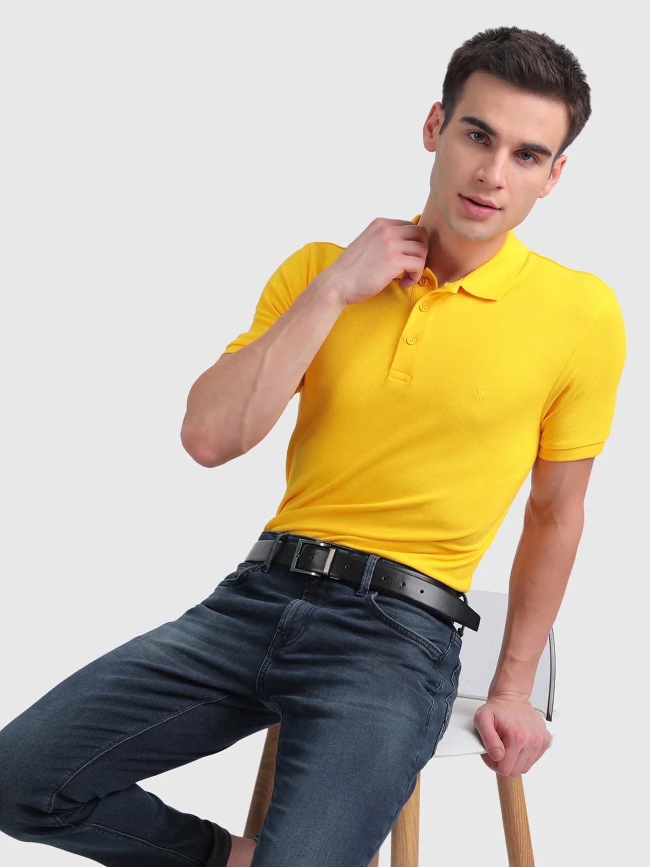 Men's Yellow Casual Solid Slim Fit Polo Tshirt
