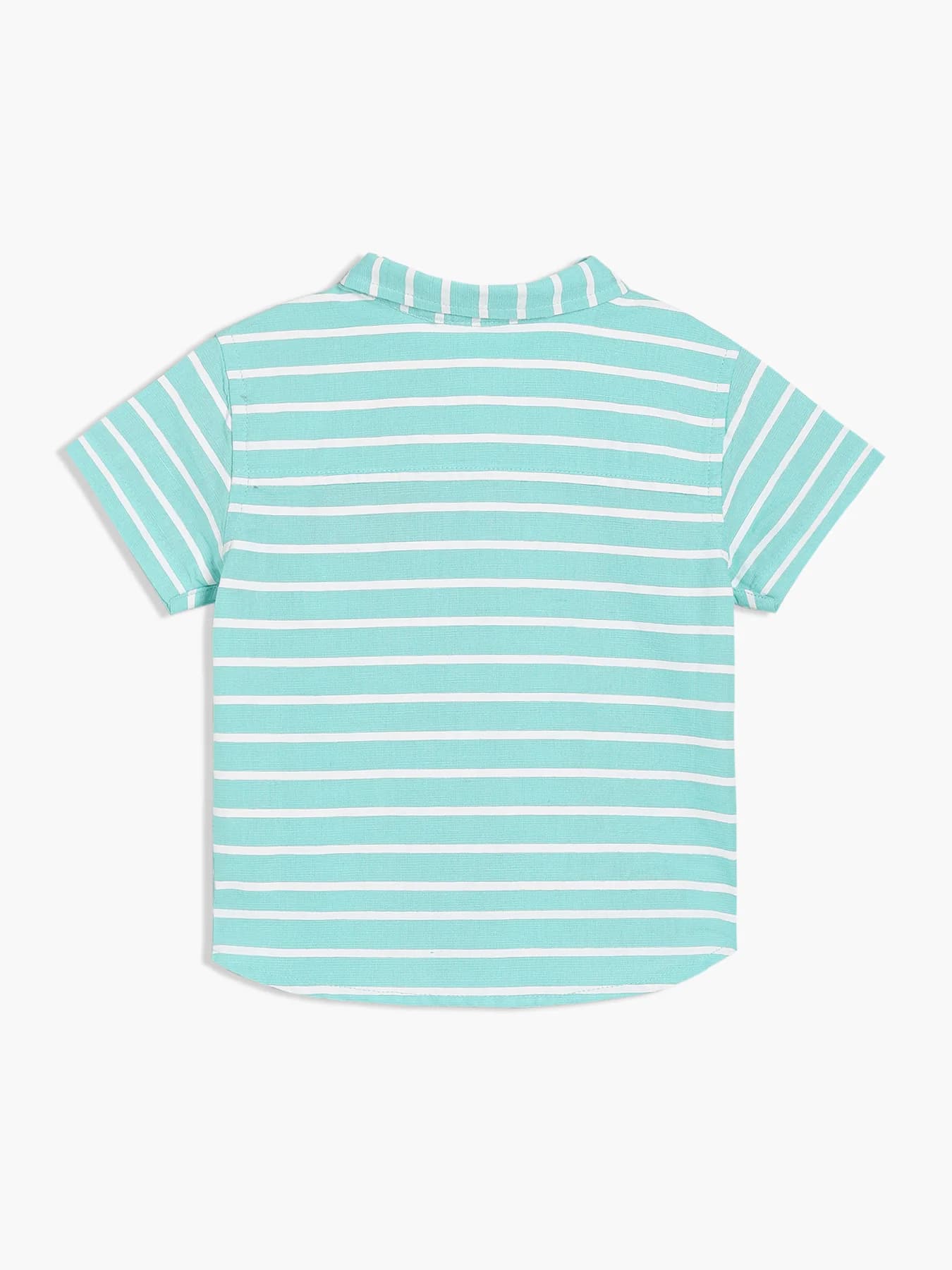 Boys Green Blended Cotton Half Sleeve Shirt