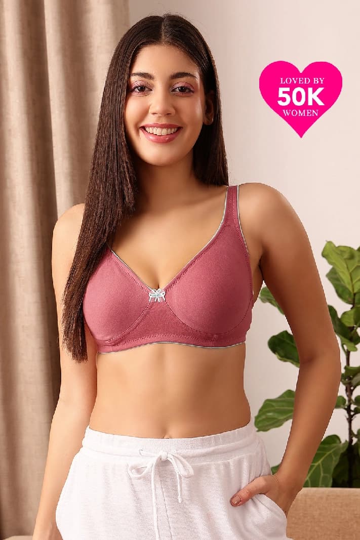 Women's Pink Solid Cotton Bra