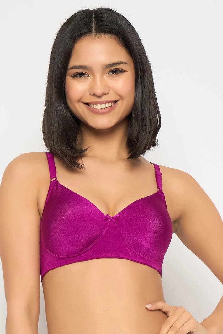 Women's Pink Solid Polyamide Bra