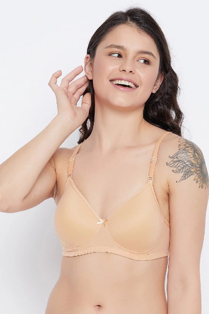 Women's Beige Solid Powernet Bra