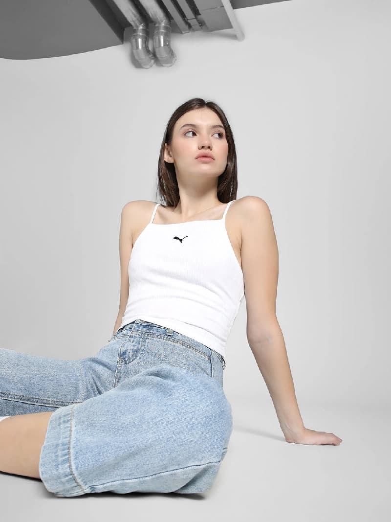 Women's White Casual Solid Top