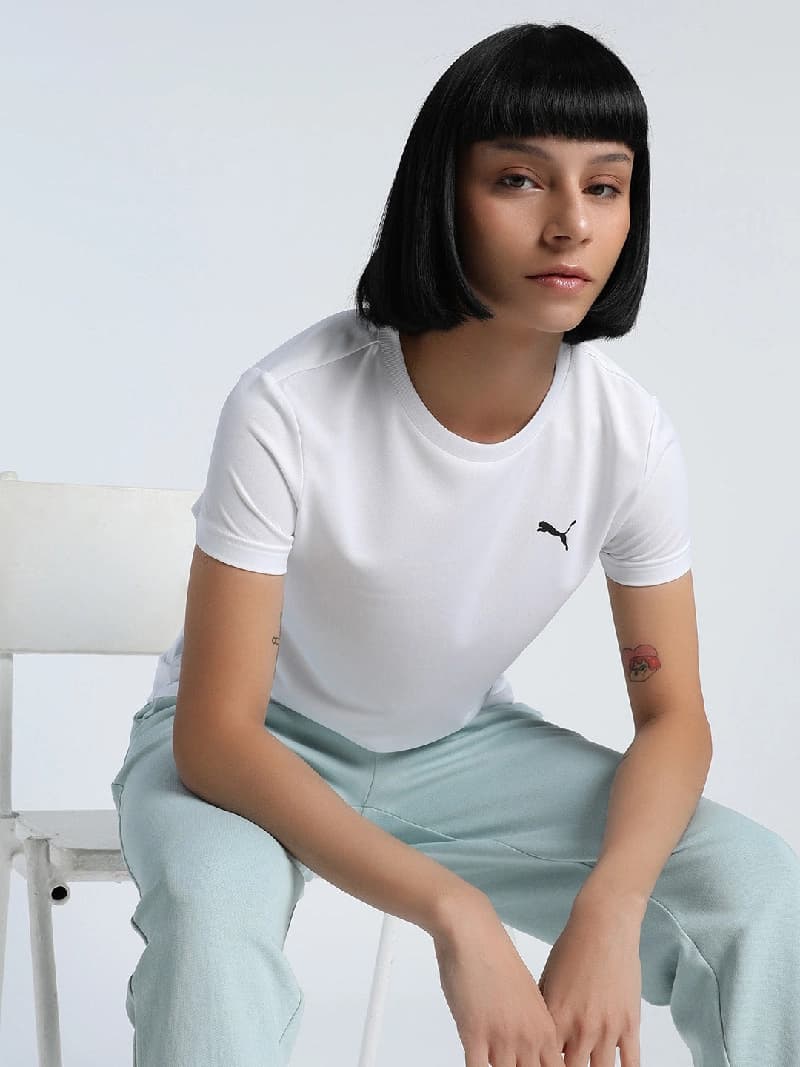 Women's White Casual Regular Fit Tshirt