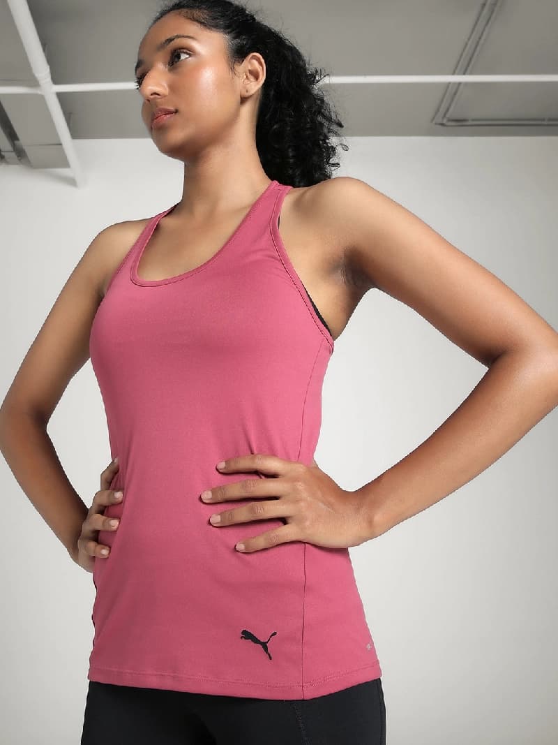 Women's Pink Sports Solid Tank