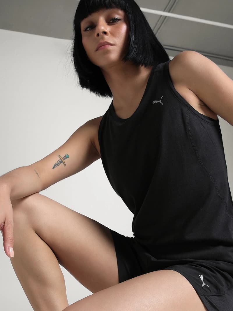 Women's Black Sports Solid Top