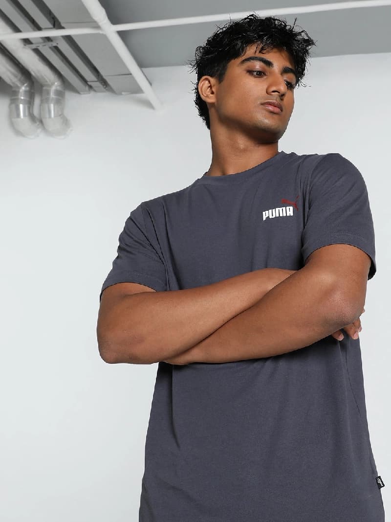 Men's Grey Casual Regular Fit Tshirt