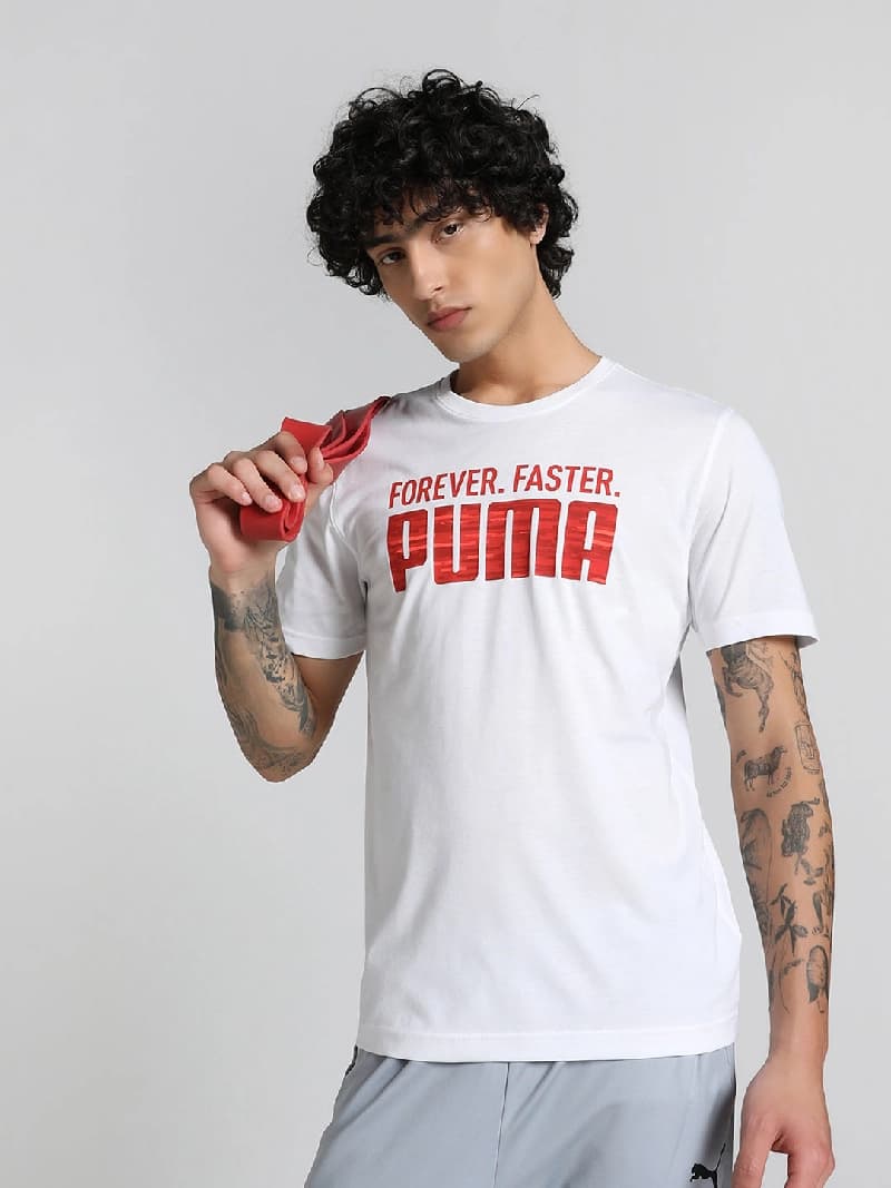 Men's White Sports Regular Fit Tshirt