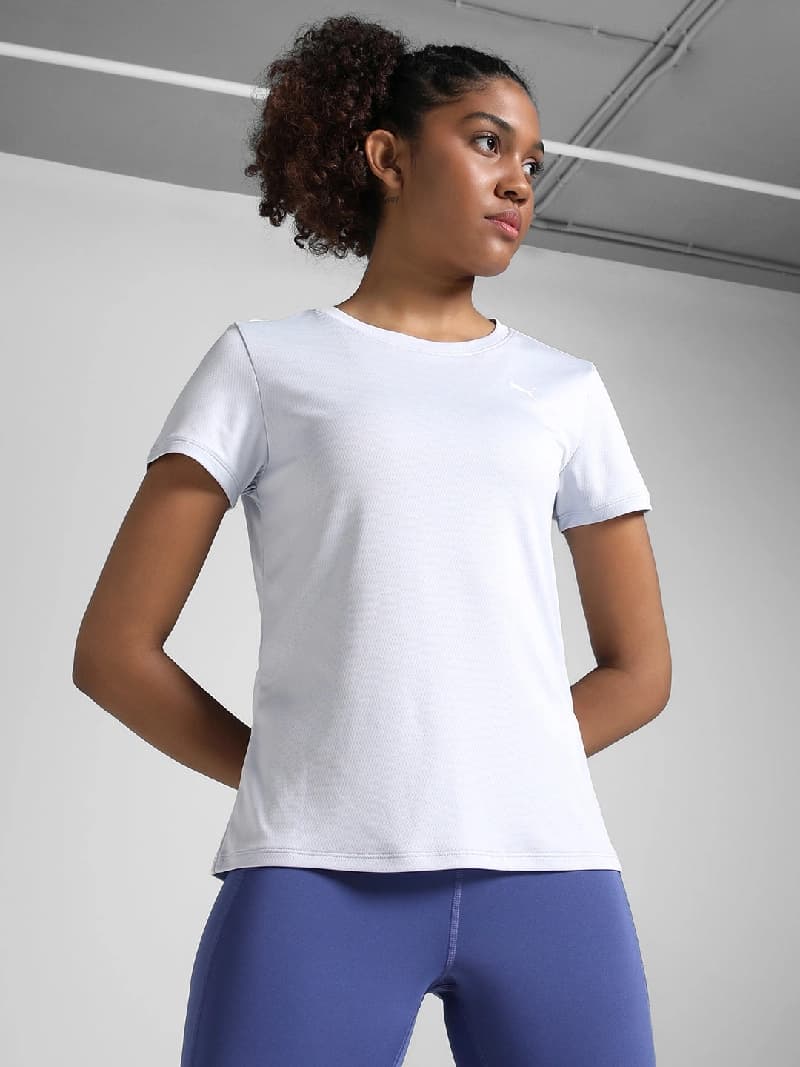 Women's White Sports Regular Fit Tshirt
