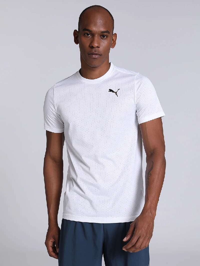Men's White Sports Regular Fit Tshirt
