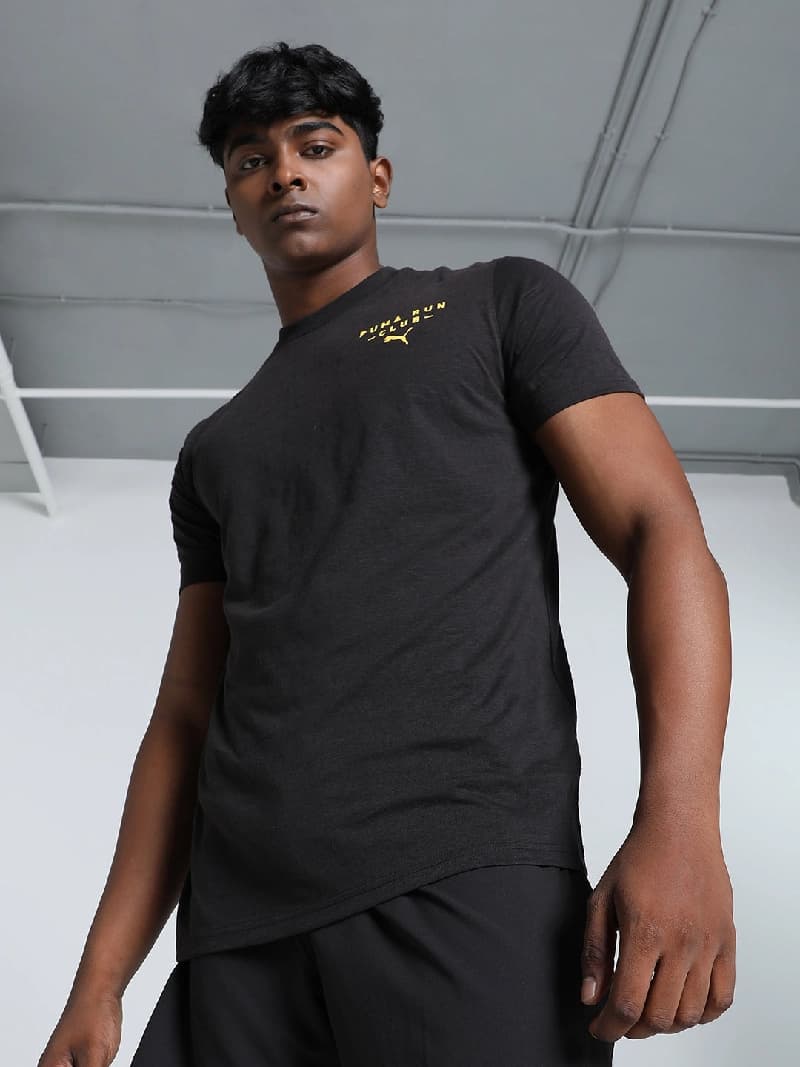 Men's Black Sports Regular Fit Tshirt